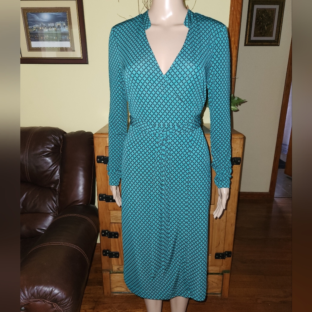 ANN TAYLOR Green Wrap Dress sz 4